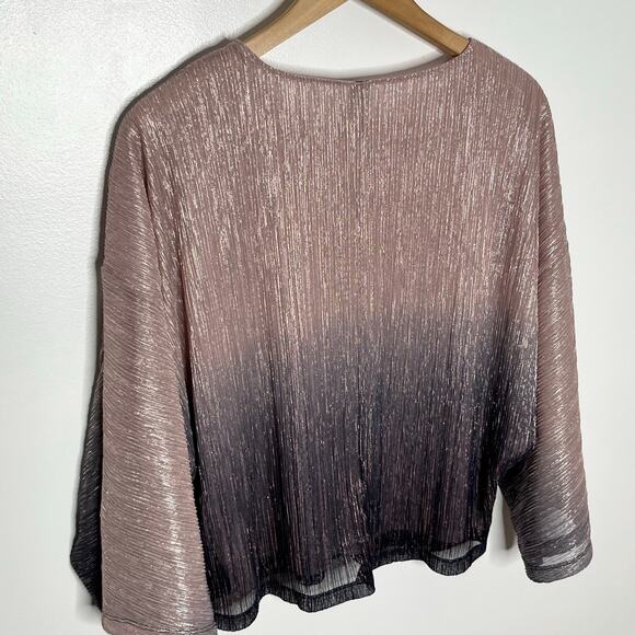 Anthropologie Serena Ombre Top Womens Medium Pink Shimmer Metallic Sparkle - Picture 8 of 11